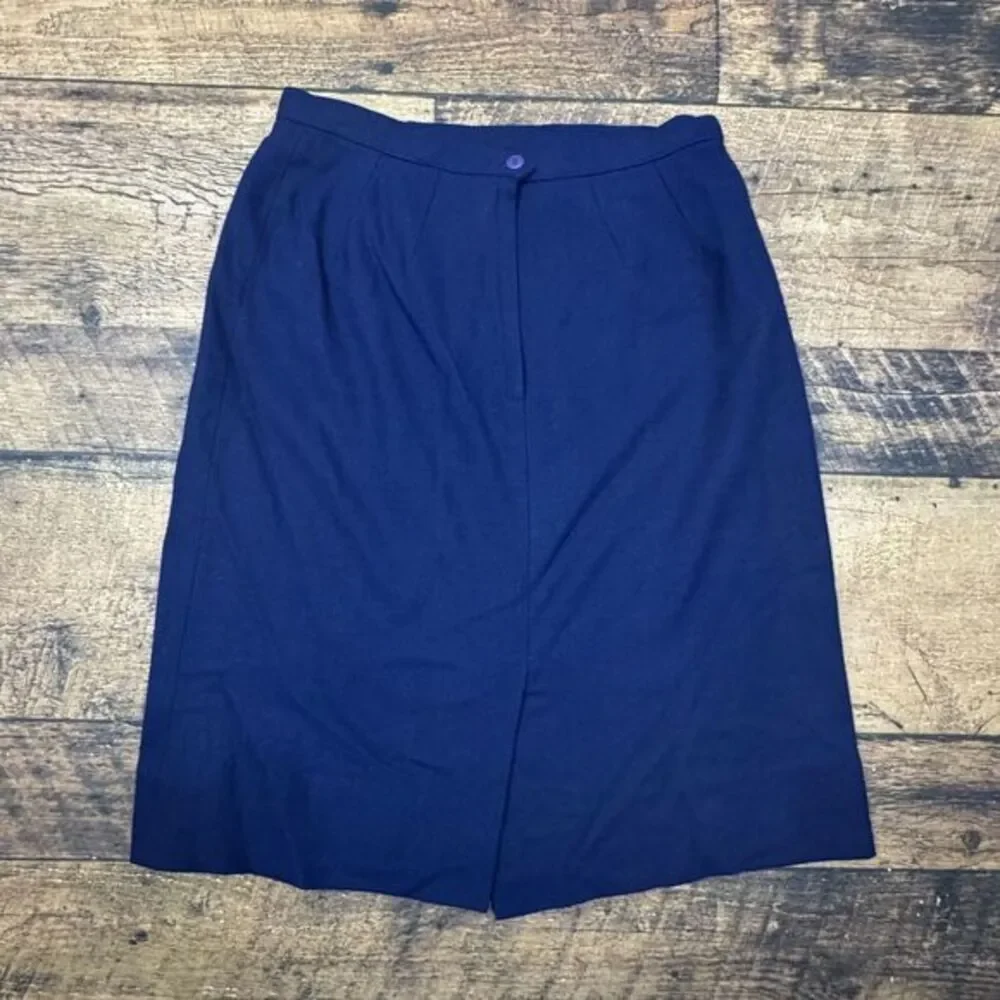 Birnbaum's Navy Blue‎ Professional Skirt Suit Blazer Set Business Office Wear